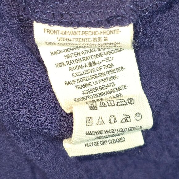 Free People Sisters Of The Moon Sheer Gauzy High Low Blue Button-Up Blouse M - Picture 6 of 8